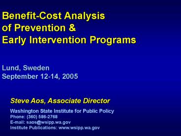 Steve Aos, Associate Director