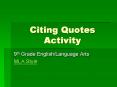 Citing Quotes Activity PowerPoint PPT Presentation