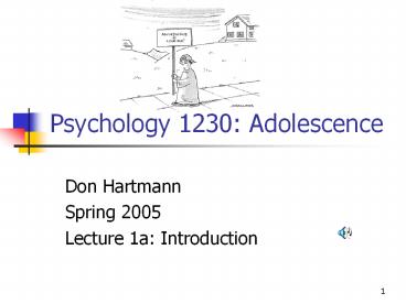 Psychology 1230: Adolescence