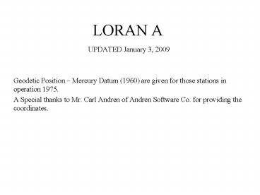 LORAN A