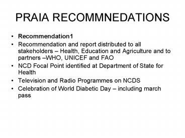 PRAIA RECOMMNEDATIONS