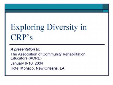 Exploring Diversity in CRPs