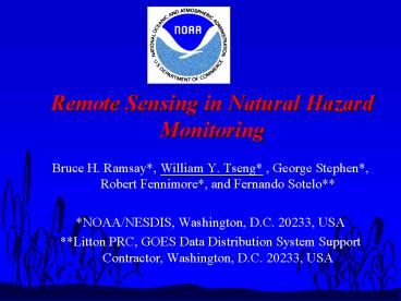 Remote Sensing in Natural Hazard Monitoring