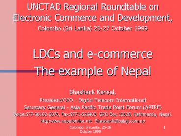 UNCTAD Regional Roundtable on Electronic Commerce and Development,