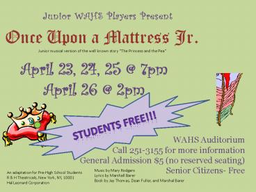 Once Upon a Mattress Jr'
