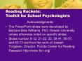 Reading Rockets: Toolkit for School Psychologists PowerPoint PPT Presentation
