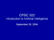 CPSC 322 Introduction to Artificial Intelligence