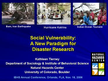 Social Vulnerability: A New Paradigm for Disaster Research
