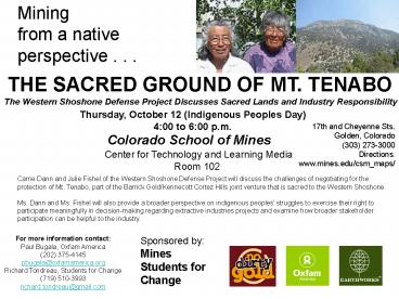 THE SACRED GROUND OF MT' TENABO