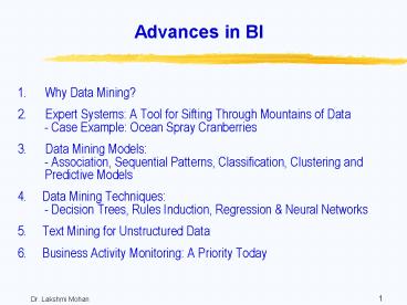 Advances in BI