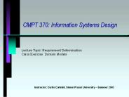 CMPT 370: Information Systems Design