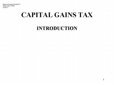 CAPITAL GAINS TAX
