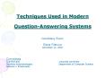 Techniques Used in Modern QuestionAnswering Systems PowerPoint PPT Presentation