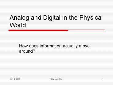 Analog and Digital in the Physical World