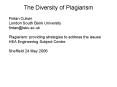 The Diversity of Plagiarism PowerPoint PPT Presentation
