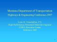 Montana Department of Transportation Highways PowerPoint PPT Presentation