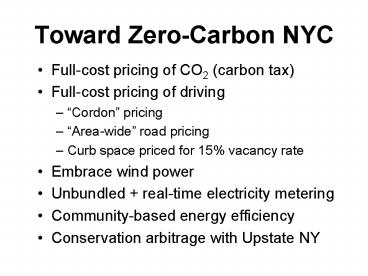 Toward ZeroCarbon NYC