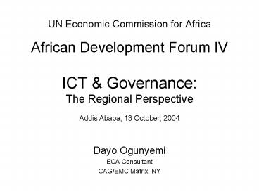 UN Economic Commission for Africa African Development Forum IV ICT