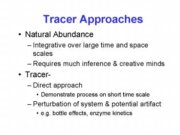 Tracer Approaches