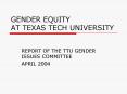 GENDER EQUITY AT TEXAS TECH UNIVERSITY PowerPoint PPT Presentation