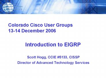 Introduction to EIGRP presentation | free to view
