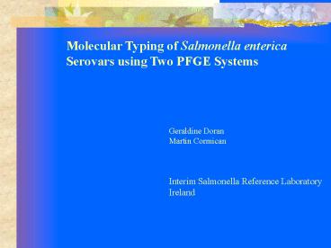 Molecular Typing of Salmonella enterica Serovars using Two PFGE Systems