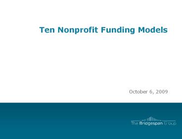 Ten Nonprofit Funding Models