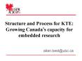Structure and Process for KTE: Growing Canadas capacity for embedded research PowerPoint PPT Presentation