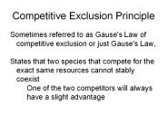 Competitive Exclusion Principle