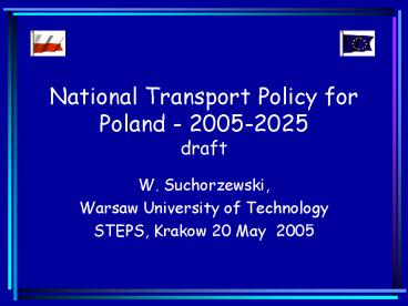 National Transport Policy for Poland 20052025 draft