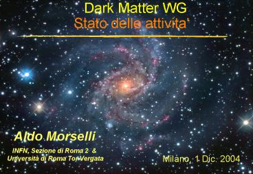 Aldo Morselli INFN, Sezione di Roma 2