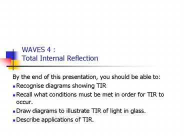 WAVES 4 : Total Internal Reflection
