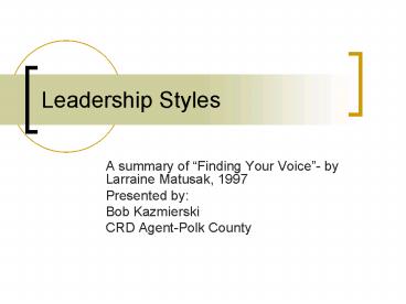 Leadership Styles