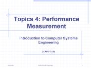 Topics 4: Performance Measurement