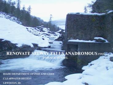 RENOVATE SELWAY FALLS ANADROMOUS FISH PASSAGE TUNNEL