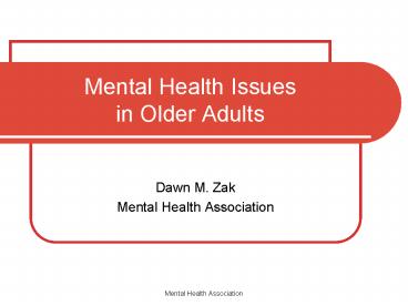 Mental Health Issues in Older Adults presentation | free to view
