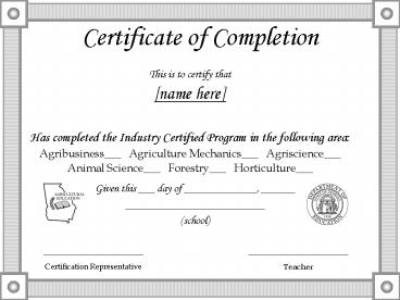Certificate of Completion