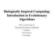 Biologically Inspired Computing: Introduction to Evolutionary Algorithms