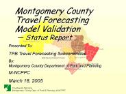 Montgomery County Travel Forecasting Model Calibration