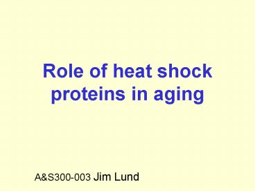 Role of heat shock proteins in aging