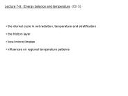 Lecture 7-8: Energy balance and temperature (Ch 3)