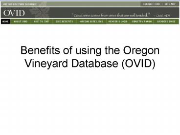 Benefits of using the Oregon Vineyard Database OVID