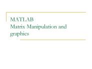 MATLAB Matrix Manipulation and graphics