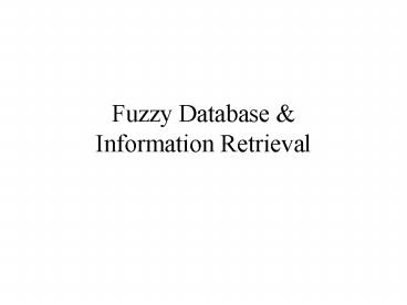 Fuzzy Database