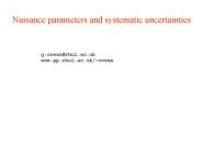 Nuisance parameters and systematic uncertainties
