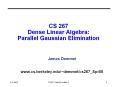 CS 267 Dense Linear Algebra: Parallel Gaussian Elimination PowerPoint PPT Presentation