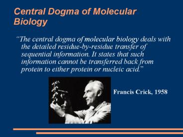 Central Dogma of Molecular Biology
