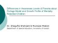 Differences in Awareness Levels of Parents about Portage Model and Growth Profile of Mentally Retard PowerPoint PPT Presentation