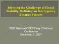 Meeting the Challenge of Fiscal Stability: Refining an Interagency Finance System PowerPoint PPT Presentation