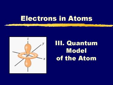 III' Quantum Model of the Atom